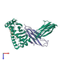 PDB entry 6jq2 coloured by chain, top view.