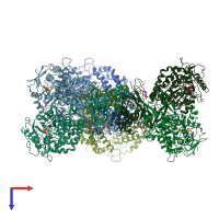 PDB entry 6jqn coloured by chain, top view.