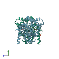 PDB entry 6jqz coloured by chain, side view.