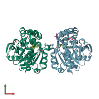 PDB entry 6jr2 coloured by chain, front view.