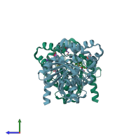 PDB entry 6jr2 coloured by chain, side view.