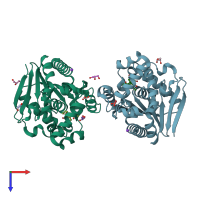 PDB entry 6jr9 coloured by chain, top view.