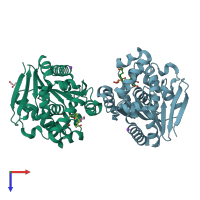 PDB entry 6jra coloured by chain, top view.