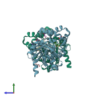 PDB entry 6jrc coloured by chain, side view.
