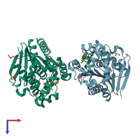 PDB entry 6jrc coloured by chain, top view.