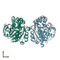 PDB entry 6jrd coloured by chain, front view.
