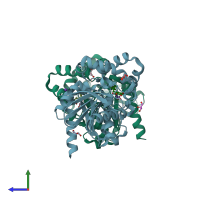 PDB entry 6jrd coloured by chain, side view.