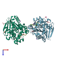 PDB entry 6jrd coloured by chain, top view.