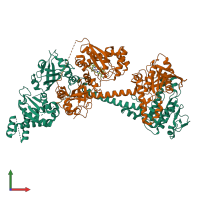 PDB entry 6jt1 coloured by chain, front view.