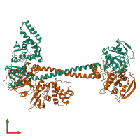 PDB entry 6jt2 coloured by chain, front view.