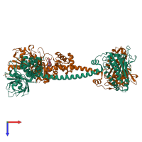 PDB entry 6jt2 coloured by chain, top view.