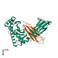 PDB entry 6jto coloured by chain, top view.