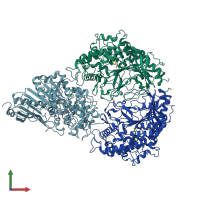 PDB entry 6jtt coloured by chain, front view.