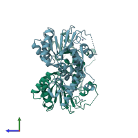 PDB entry 6jtz coloured by chain, side view.