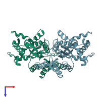 PDB entry 6jtz coloured by chain, top view.