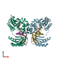 PDB entry 6jum coloured by chain, front view.