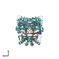 PDB entry 6jun coloured by chain, side view.