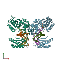PDB entry 6juo coloured by chain, front view.