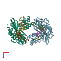 PDB entry 6juo coloured by chain, top view.