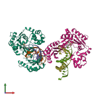 PDB entry 6juq coloured by chain, front view.