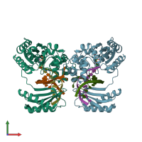 PDB entry 6jur coloured by chain, front view.