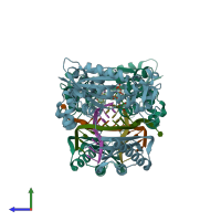 PDB entry 6jur coloured by chain, side view.