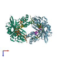 PDB entry 6jur coloured by chain, top view.