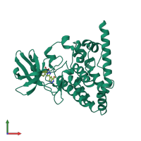 PDB entry 6jut coloured by chain, front view.