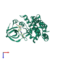PDB entry 6jut coloured by chain, top view.