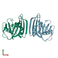 PDB entry 6jvl coloured by chain, front view.