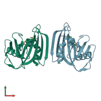 PDB entry 6jvq coloured by chain, front view.
