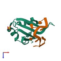 PDB entry 6jvx coloured by chain, top view.