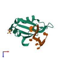 PDB entry 6jvy coloured by chain, top view.