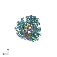 PDB entry 6jw0 coloured by chain, side view.