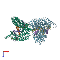 PDB entry 6jw0 coloured by chain, top view.