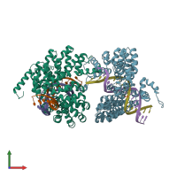 PDB entry 6jw1 coloured by chain, front view.