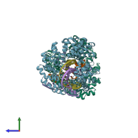 PDB entry 6jw1 coloured by chain, side view.