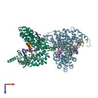 PDB entry 6jw1 coloured by chain, top view.