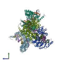 PDB entry 6jw2 coloured by chain, side view.