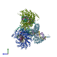 PDB entry 6jw3 coloured by chain, side view.