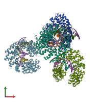 PDB entry 6jw4 coloured by chain, front view.