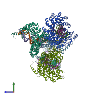 PDB entry 6jw4 coloured by chain, side view.
