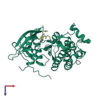 PDB entry 6jwl coloured by chain, top view.