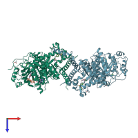 PDB entry 6jwv coloured by chain, top view.