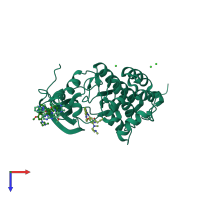 PDB entry 6jx0 coloured by chain, top view.