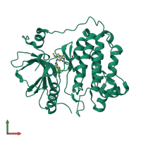 PDB entry 6jx4 coloured by chain, front view.
