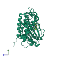 PDB entry 6jx4 coloured by chain, side view.