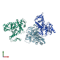 PDB entry 6jx5 coloured by chain, front view.
