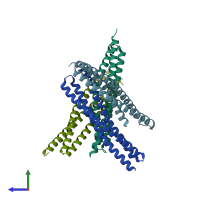 PDB entry 6jx6 coloured by chain, side view.