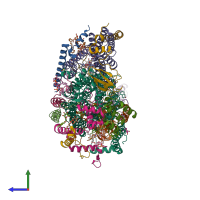 PDB entry 6jy3 coloured by chain, side view.